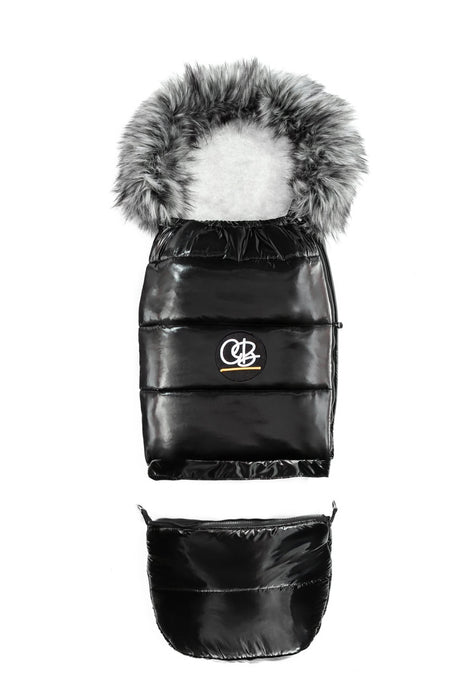 Cover Baby Organic Premium Gray Wool Adjustable Footmuff, Satin Black