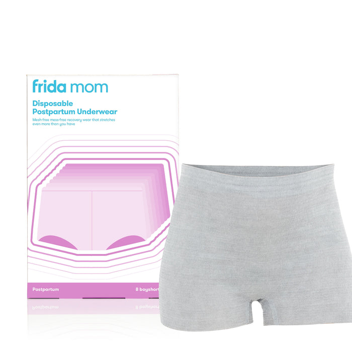 Frida Mom Disposable Postpartum Underwear, 8 Count, Boyshort Brief, Petite (23"-34")