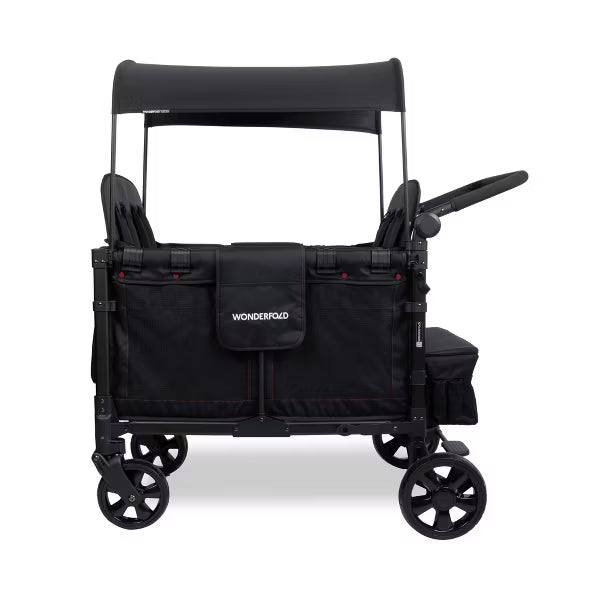 Wonderfold W4 Elite Stroller Wagon, 2025, Black with Red Stitching