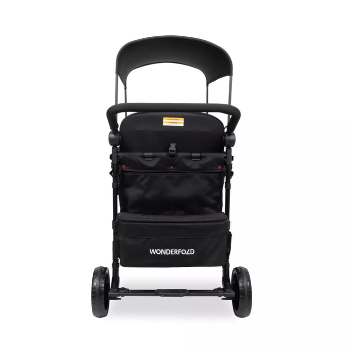 Wonderfold W4 Elite Stroller Wagon, 2025, Black with Red Stitching