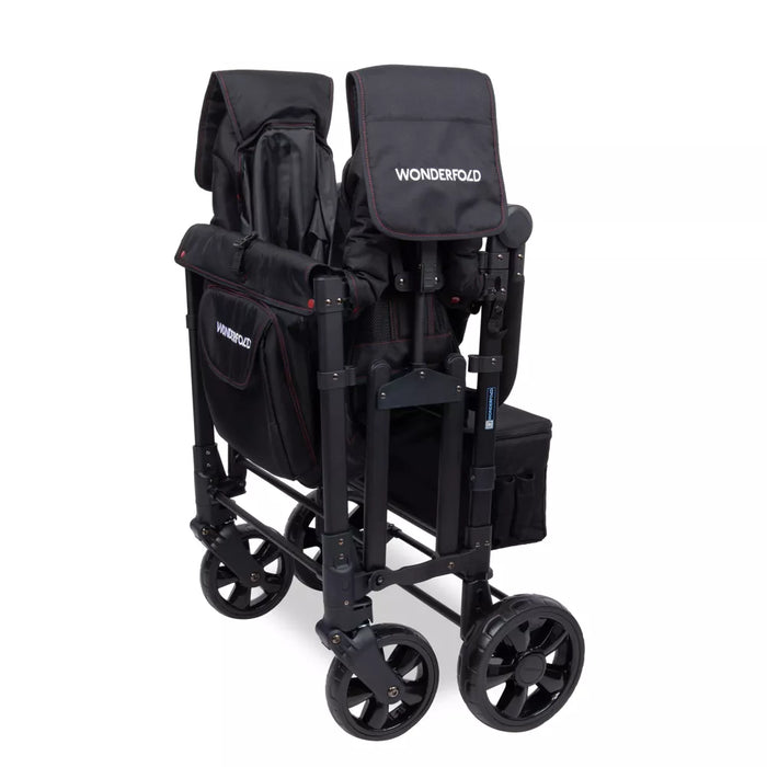 Wonderfold W4 Elite Stroller Wagon, 2025, Black with Red Stitching