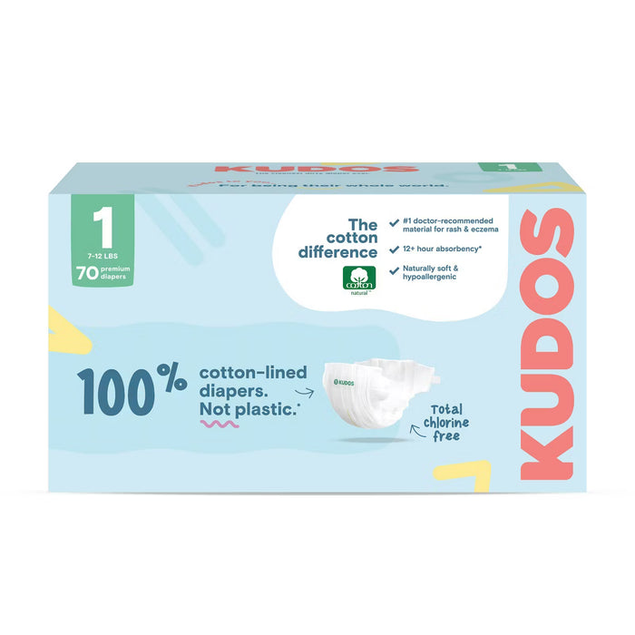 Kudos Diapers, White, Size 1, 70
