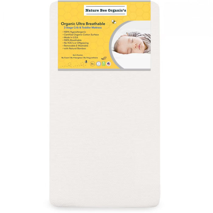Nature Bee Organics 2-Stage Ultra Breathable Premium Crib & Toddler Mattress, 24x38x5