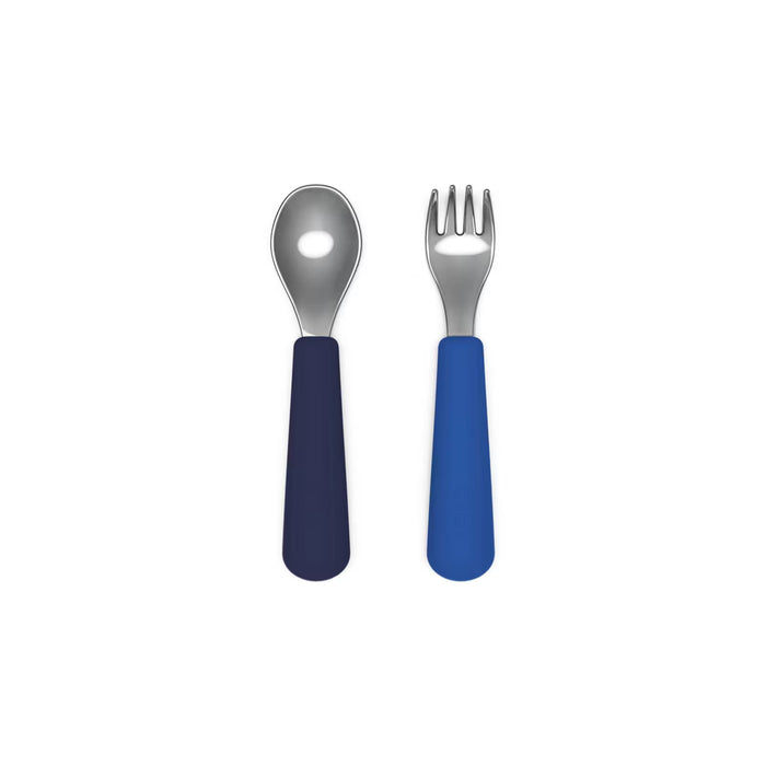 Lalo Stainless Utensils Set, Blue Raspberry