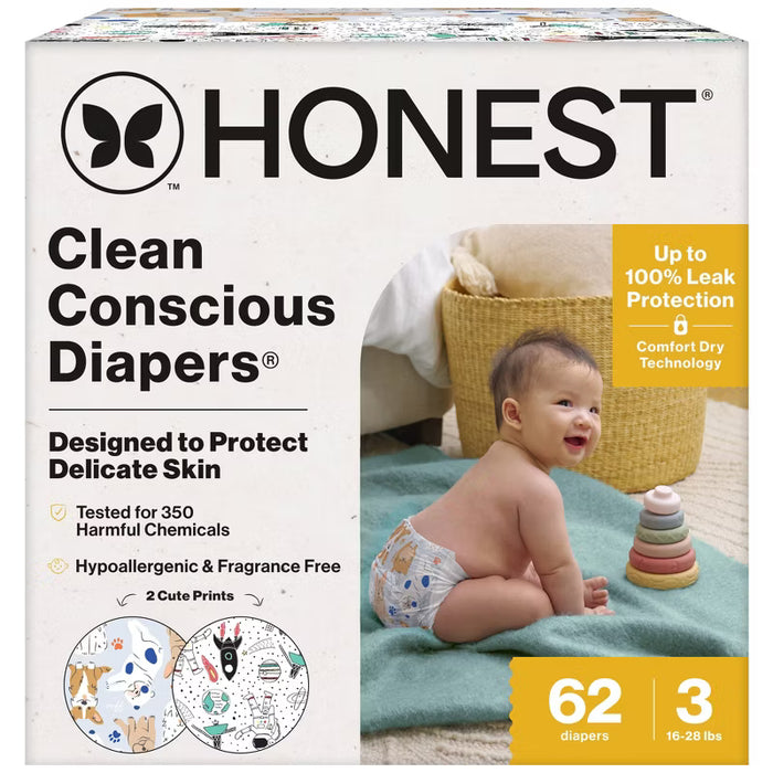 Shop Honest Company Clean Conscious Diapers Pack, Size 3, 62 Count, Space Travel + It's a Pawty at GoodBuy Gear
