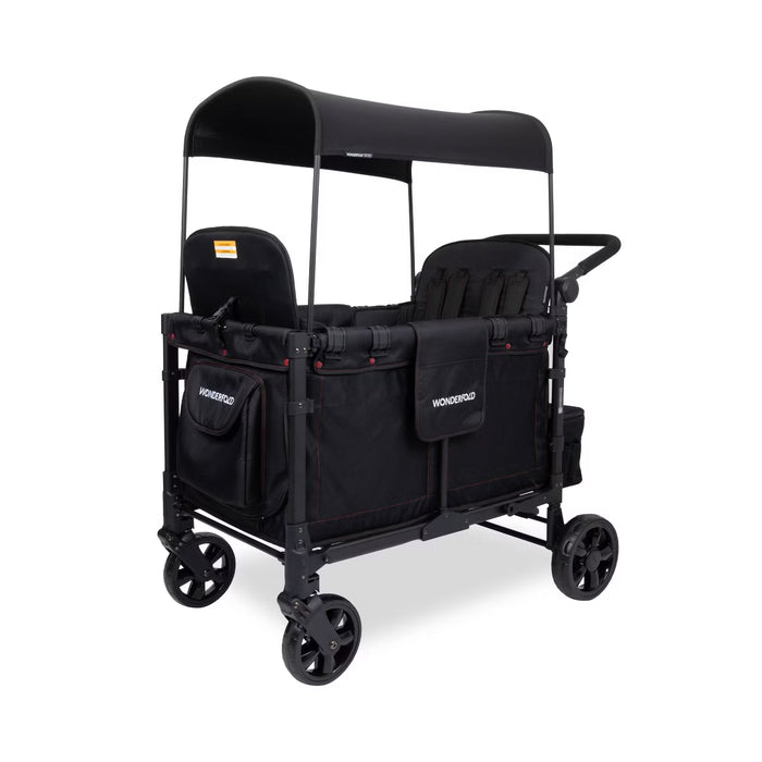 Wonderfold W4 Elite Stroller Wagon, 2025, Black with Red Stitching