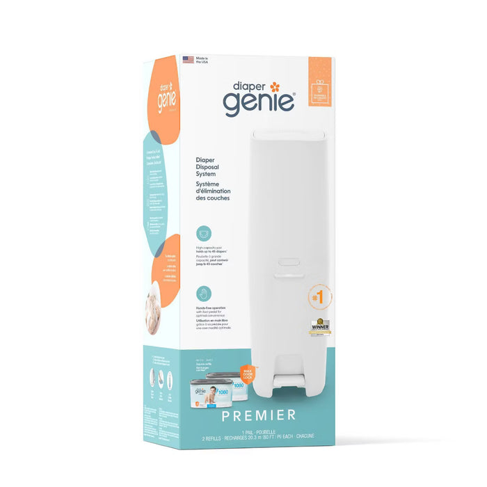 Diaper Genie Premier Diaper Pail Gift Set, With 2 Refils