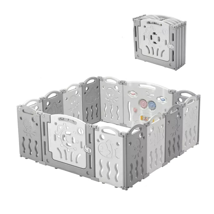 AMERLIFE Foldable Baby Playpen, Grey