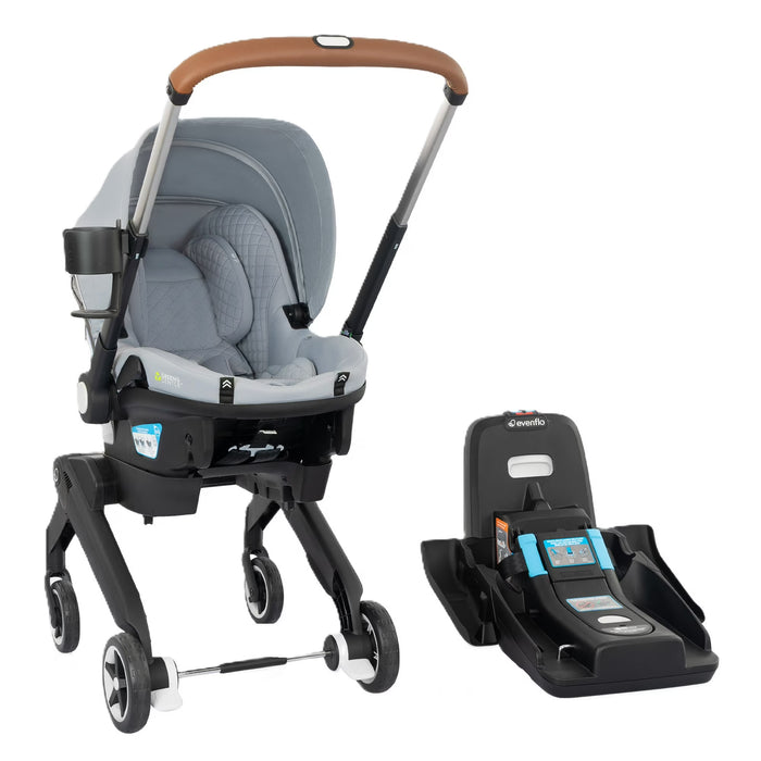 Evenflo Shyft Dual Ride Infant Car Seat Stroller Combo, 2025, Quartz, with Carryall Storage and Green & Gentle Fabric