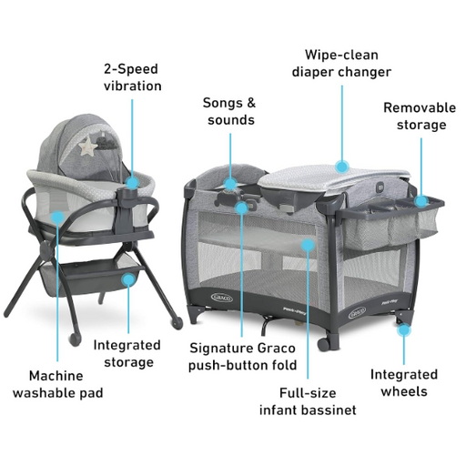 Shop Graco Pack ‘n Play Day2Dream Bassinet Deluxe Playard, Beau at GoodBuy Gear
