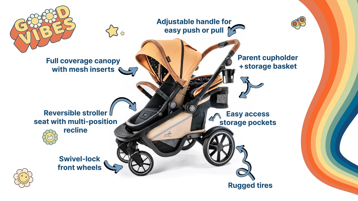 Gladly Family Grasshopper 8-in-1 Single to Double Stroller, 2025, Canyon