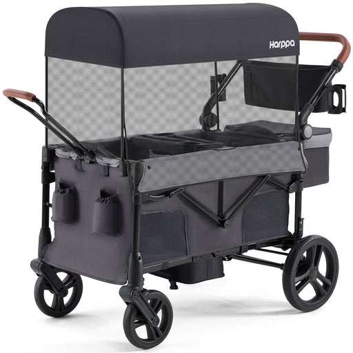 Shop HARPPA Foldable Wagon Stroller for 2 Toddlers with Pull & Push Handle, Gray at GoodBuy Gear