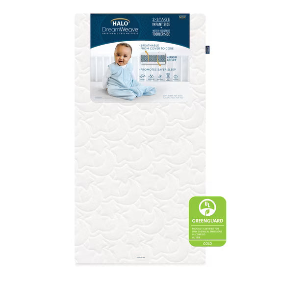 Halo Breathable Crib Mattress Cover, White (DreamWeave)