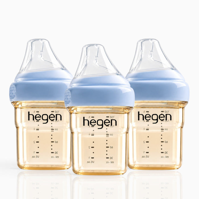 Hegen PPSU Anti-Colic Baby Bottle, 1 to 3 Months/5oz, Blue, 3-Pack