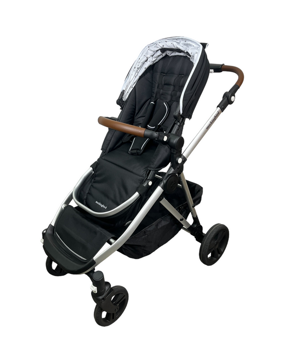 Mockingbird Single to Double Stroller, 2022, Black, Watercolor Drops, Silver with Penny Leather