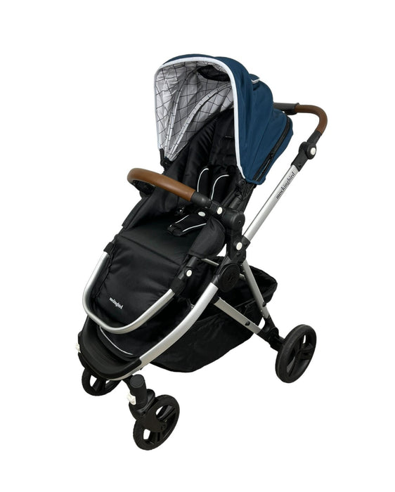 Mockingbird Single Stroller, 2023, Sky, Windowpane, Silver with Penny Leather