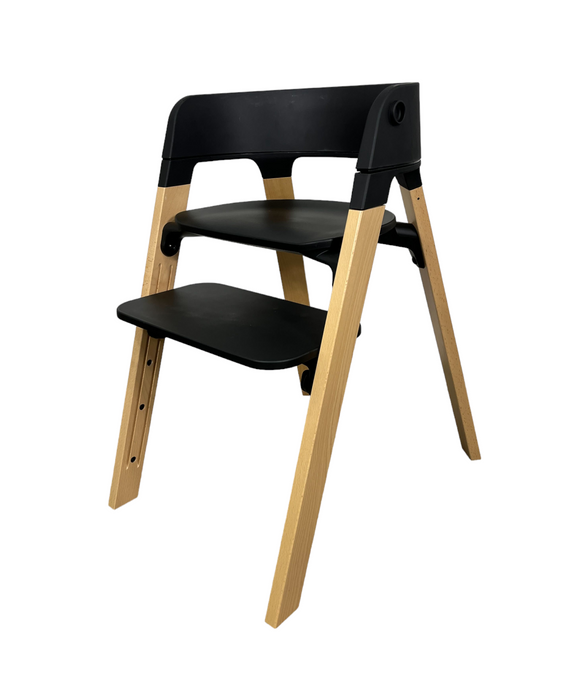 Stokke Steps Chair, Black Seat with Natural Legs