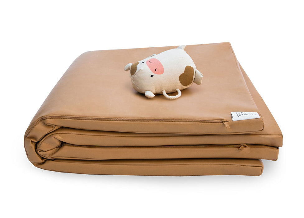 Toki Mats Padded Play Mat Cover, Sand Vegan Leather Cover