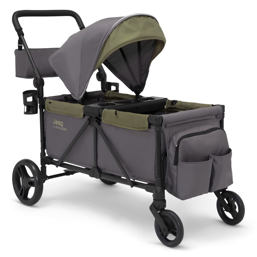 Delta Children Jeep Sport All-Terrain Stroller Wagon, Grey with Olive