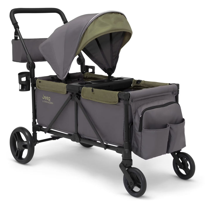 Shop Delta Children Jeep Sport All-Terrain Stroller Wagon, Grey with Olive Green at GoodBuy Gear