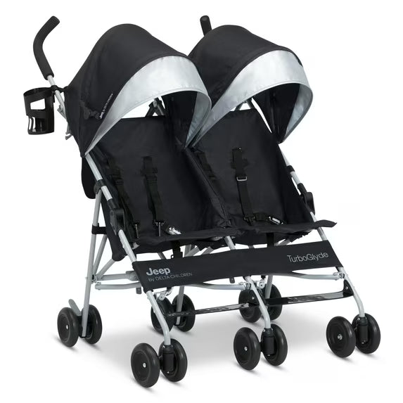 Delta Children Jeep TurboGlyde Side by Side Double Stroller, 2025, Black 2454