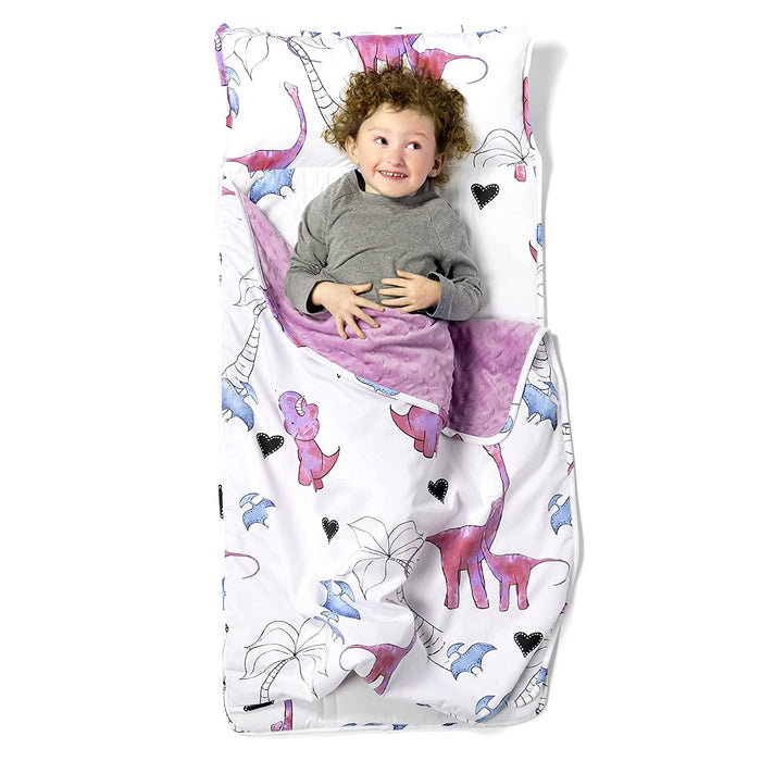 JumpOff Jo Little Jo's Extra Long Nap Mat, Pink Dino