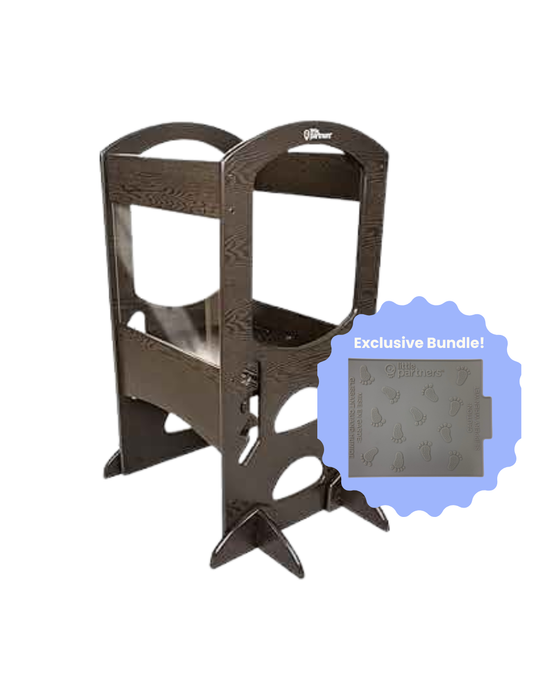 Little Partners Chef Series Learning Tower and Silicone Mat Limited Edition, Charcoal Grey Wash