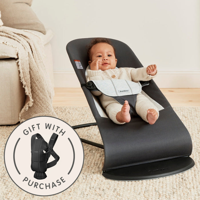BabyBjorn Bouncer Balance + Free Baby Carrier Mini, Gray/Black
