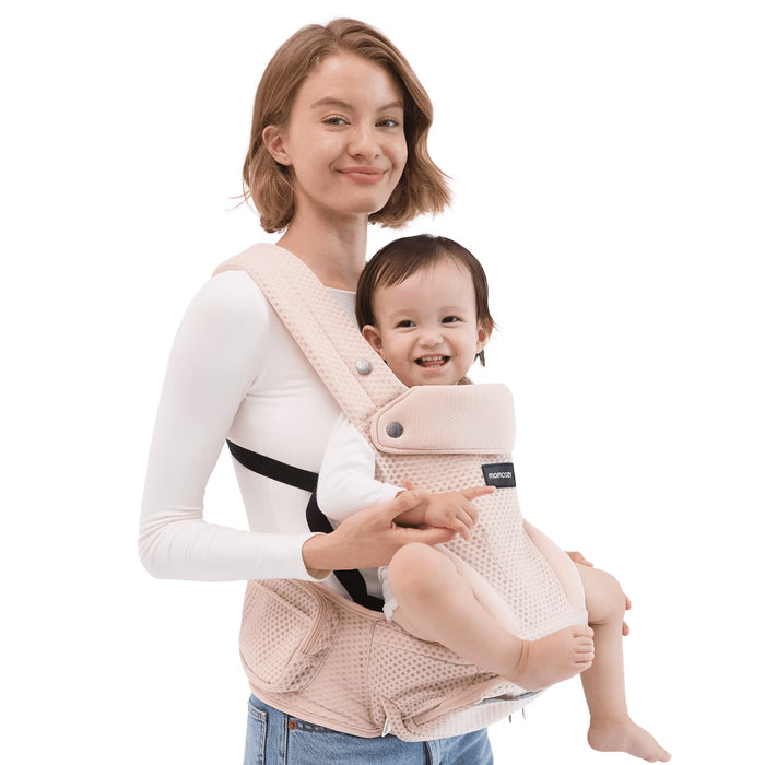 Momcozy 2-in-1 Baby Carrier with Hip Seat, Air Mesh Pink