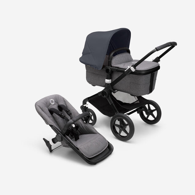 Bugaboo Fox 3 Stroller, 2021, Black, Grey Melange, Stormy Blue