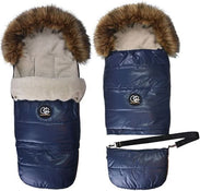 Shop Cover Baby Organic Premium Beige Wool Adjustable Footmuff, Pastel Navy at GoodBuy Gear