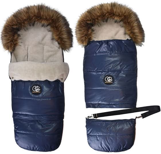 Shop Cover Baby Organic Premium Beige Wool Adjustable Footmuff, Pastel Navy at GoodBuy Gear