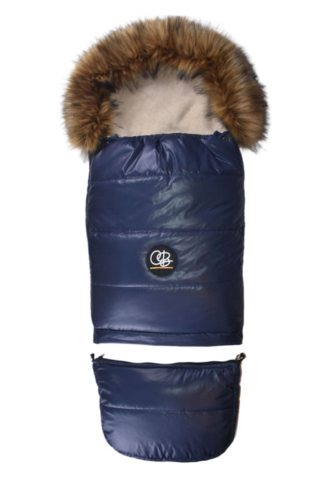 Shop Cover Baby Organic Premium Beige Wool Adjustable Footmuff, Pastel Navy at GoodBuy Gear
