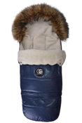Shop Cover Baby Organic Premium Beige Wool Adjustable Footmuff, Pastel Navy at GoodBuy Gear