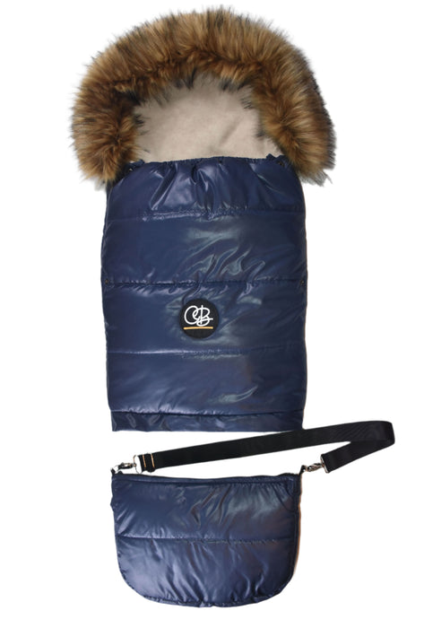 Shop Cover Baby Organic Premium Beige Wool Adjustable Footmuff, Pastel Navy at GoodBuy Gear
