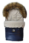 Shop Cover Baby Organic Premium Beige Wool Adjustable Footmuff, Pastel Navy at GoodBuy Gear