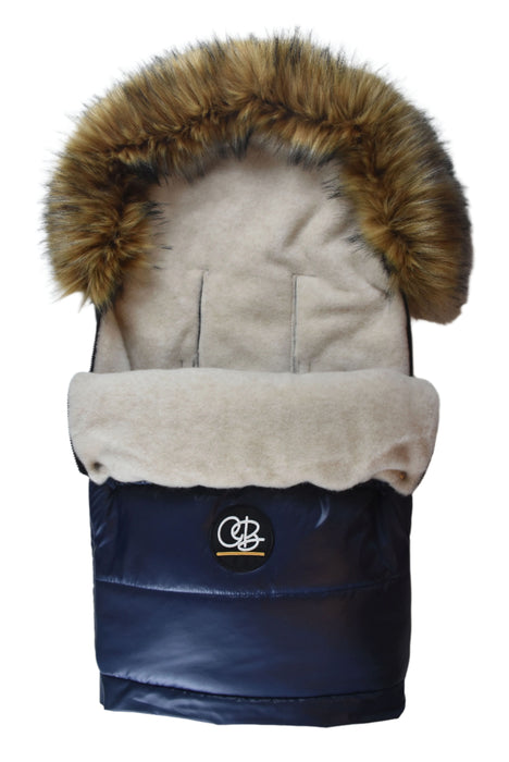 Shop Cover Baby Organic Premium Beige Wool Adjustable Footmuff, Pastel Navy at GoodBuy Gear