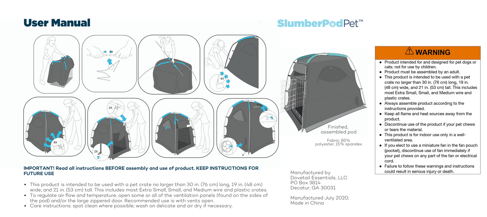 SlumberPod Pet Crate Cover, Black