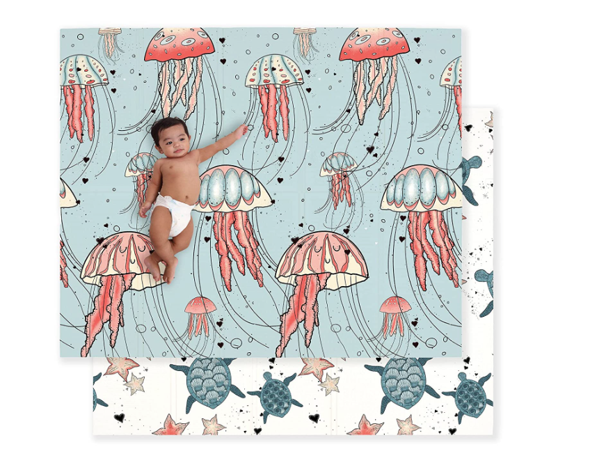 JumpOff Jo Large Waterproof Foam Padded Playmat, Seaside