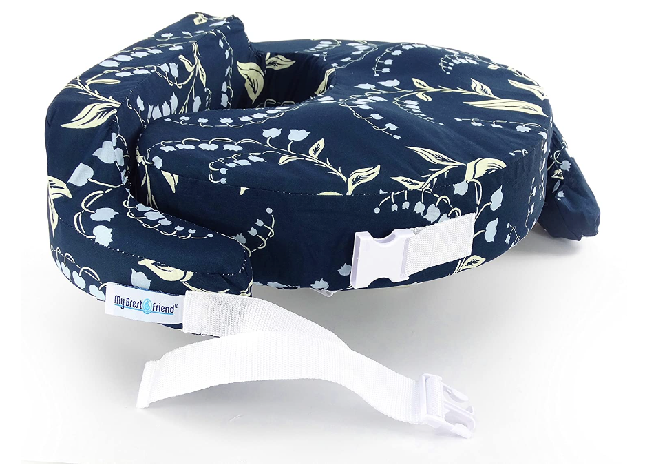 My Brest Friend Nursing Pillow with Extra Cover, Grey and Blue Bells