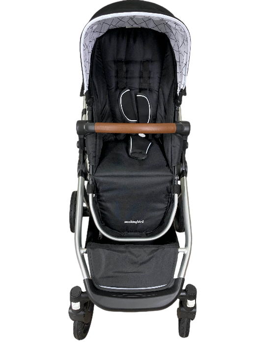 Mockingbird Single to Double Stroller, 2022, Silver with Penny Leather, Windowpane, Black