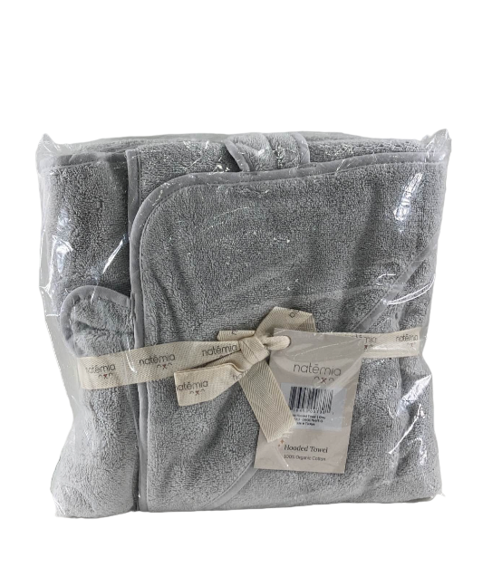 Natemia Organic Hooded Baby Towel, Grey