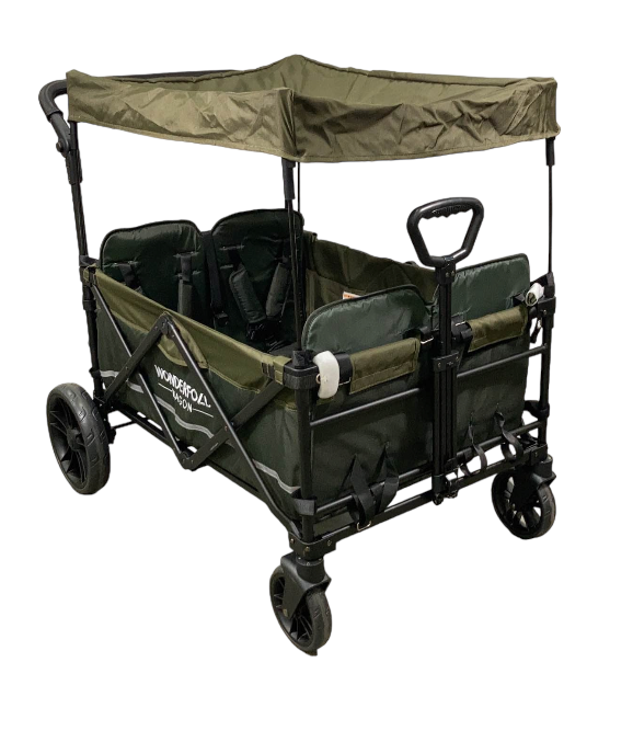 wonderfold outdoor x4 push & pull quad stroller wagon Wonderfold X4 Push & Pull Quad Stroller, 2022, Woodland Green