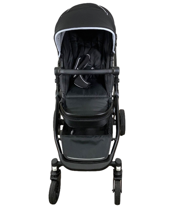 Mockingbird Single to Double Stroller, 2022, Matte Black with Matte Black Leather, Watercolor Drops, Black