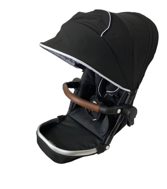 Mockingbird 2nd Seat Kit with Extendable Canopy, 2021, Black, Windowpane, Silver with Penny Leather