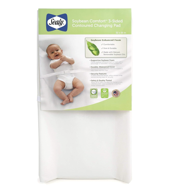 Sealy Soybean Comfort 3-Sided Contoured Changing Pad