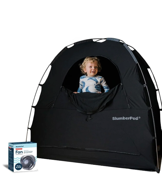 SlumberPod 3.0 Sleep Canopy with Fan, Black with Gray Accents