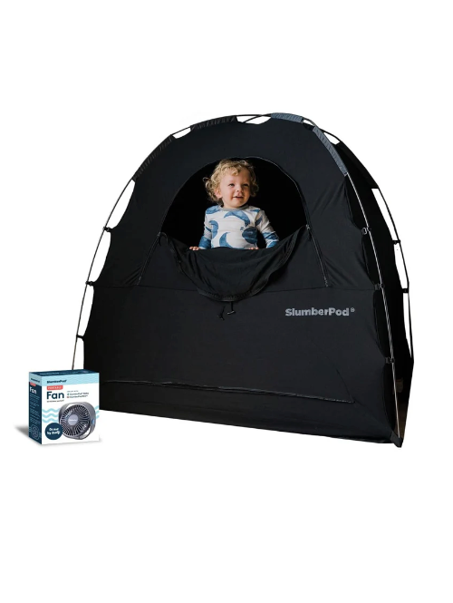 SlumberPod 3.0 Sleep Canopy with Fan, Black with Gray Accents