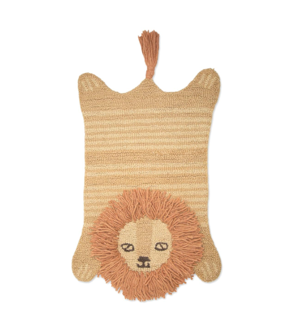 Crane Baby Hand Tufted Wool Animal Shaped Rug, Lion