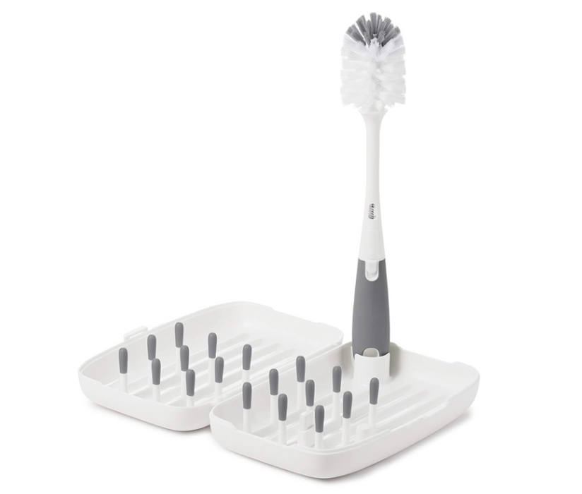 OXO Tot On The Go Drying Rack With Bottle Brush, Grey